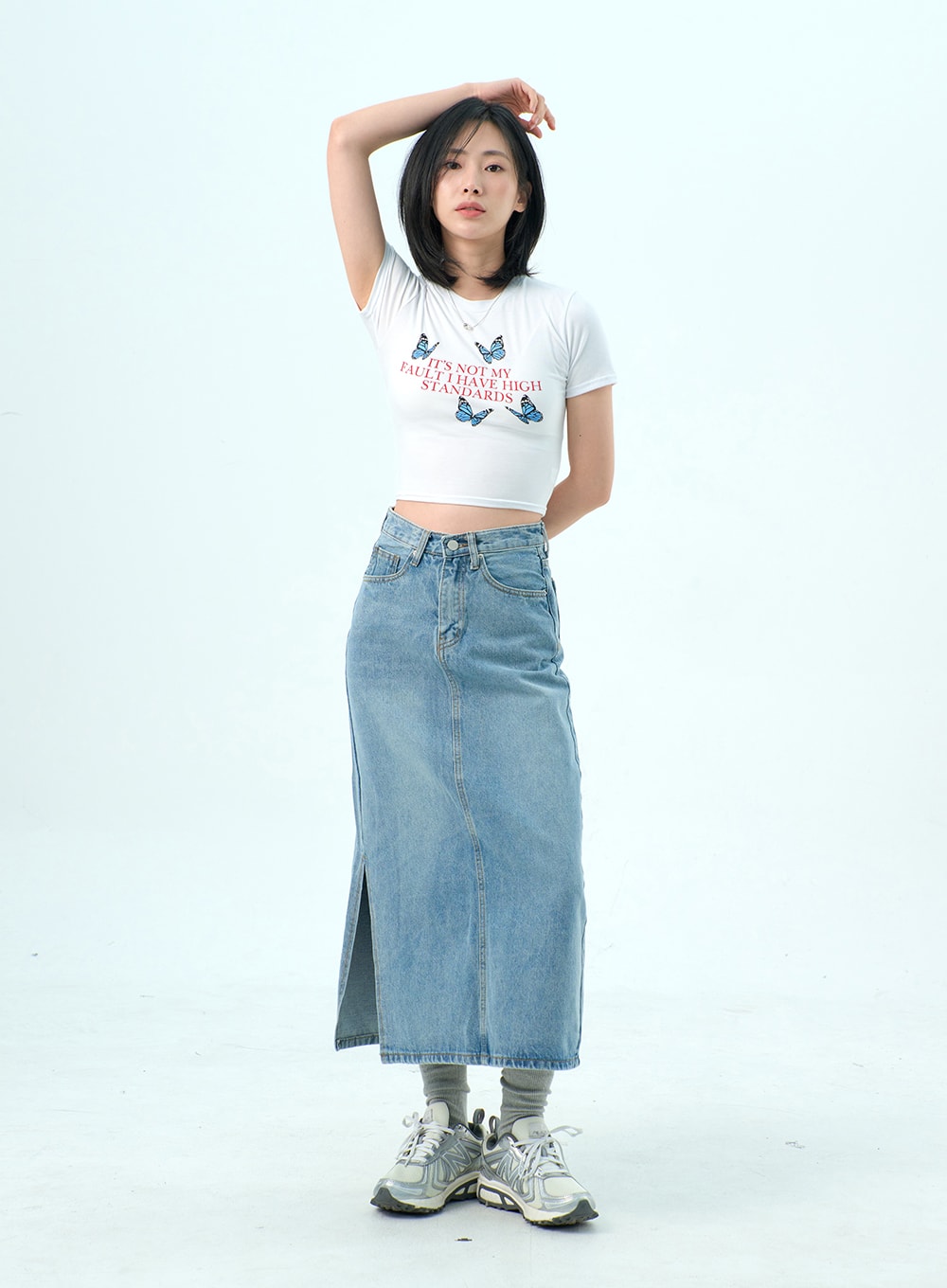 Focisa Women'S Long Skirt Pleated Waist High Ladies Streetwear Korean Retro  Knee-Length Denim Midi Skirts High Waist Straight Jeans Maxi Jeans Skirts  Clothes Xxl(67.5-77.5Kg) Blue : Amazon.co.uk: Fashion